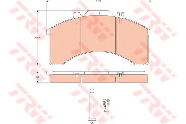 комплект спирачно феродо, дискови спирачки GDB5024
