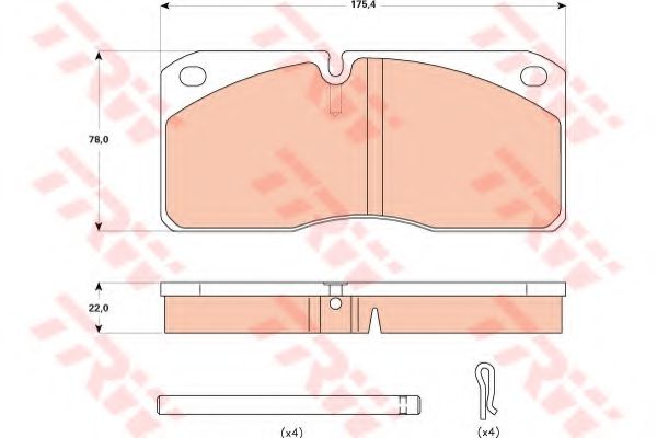 комплект спирачно феродо, дискови спирачки GDB5058