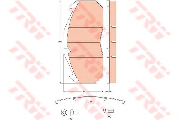комплект спирачно феродо, дискови спирачки GDB5065