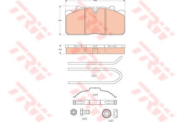 комплект спирачно феродо, дискови спирачки GDB5069
