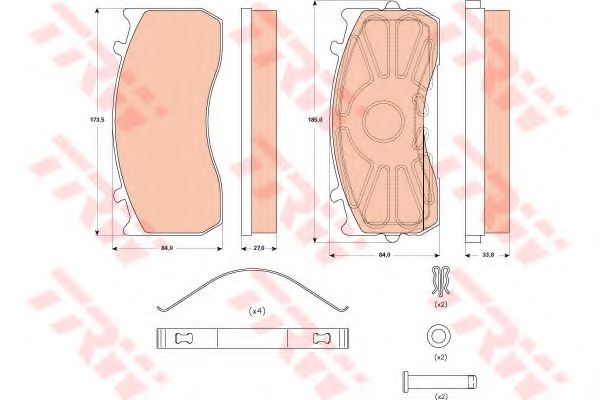 комплект спирачно феродо, дискови спирачки GDB5073