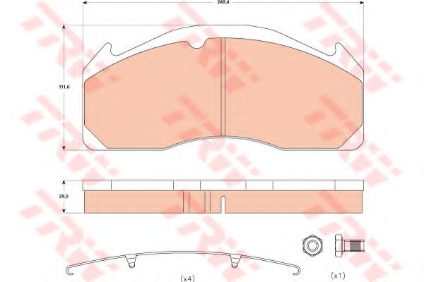 комплект спирачно феродо, дискови спирачки GDB5085