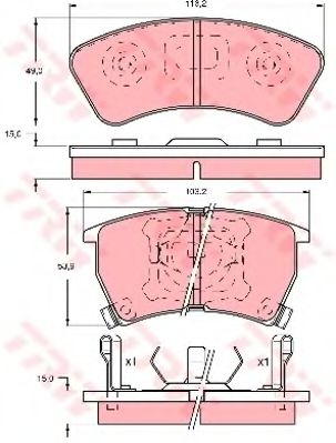 комплект спирачно феродо, дискови спирачки GDB735