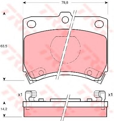 комплект спирачно феродо, дискови спирачки GDB773