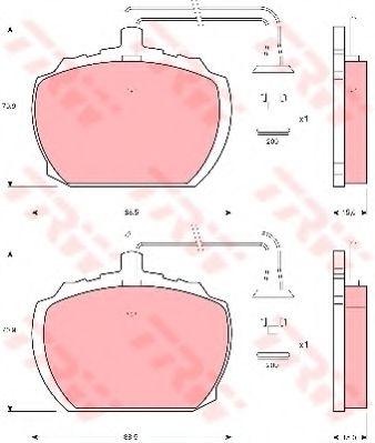 комплект спирачно феродо, дискови спирачки GDB783