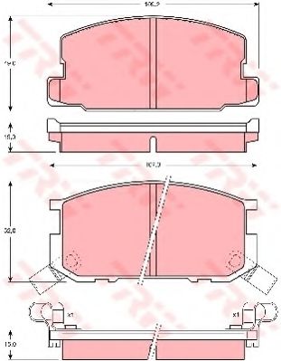 комплект спирачно феродо, дискови спирачки GDB799