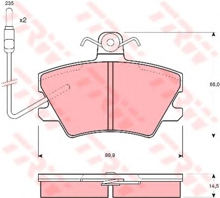 комплект спирачно феродо, дискови спирачки GDB968