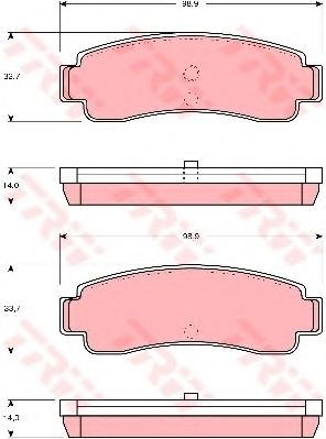 комплект спирачно феродо, дискови спирачки GDB982