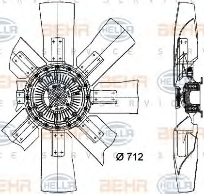 вентилатор, охлаждане на двигателя 8MV 376 727-371