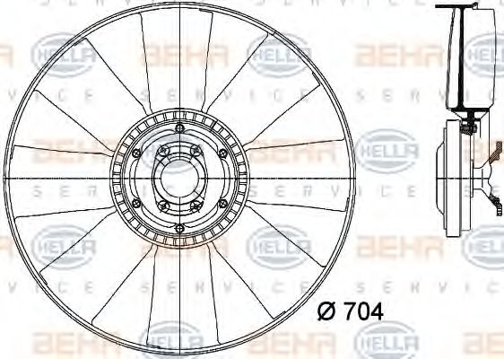 вентилатор, охлаждане на двигателя 8MV 376 728-161