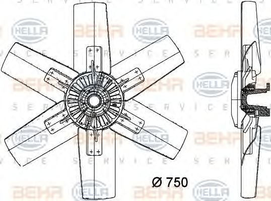 вентилатор, охлаждане на двигателя 8MV 376 730-241