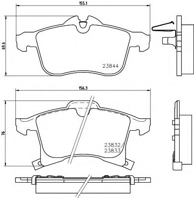 комплект спирачно феродо, дискови спирачки 8DB 355 009-221