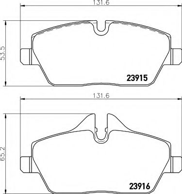 комплект спирачно феродо, дискови спирачки 8DB 355 014-431