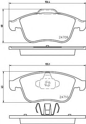 комплект спирачно феродо, дискови спирачки 8DB 355 013-981