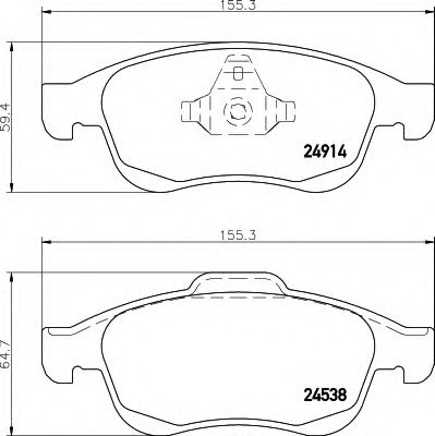 комплект спирачно феродо, дискови спирачки 8DB 355 014-791