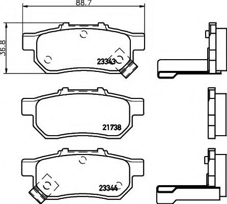 комплект спирачно феродо, дискови спирачки 8DB 355 017-151