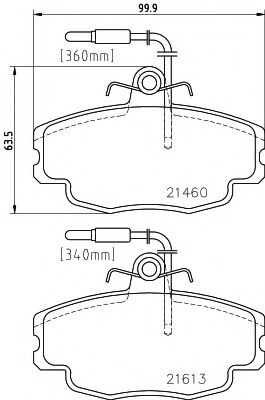 комплект спирачно феродо, дискови спирачки 8DB 355 017-981