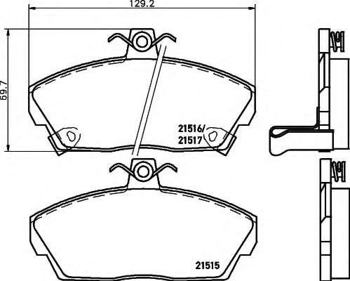 комплект спирачно феродо, дискови спирачки 8DB 355 018-031