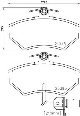 комплект спирачно феродо, дискови спирачки 8DB 355 018-451