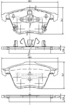 комплект спирачно феродо, дискови спирачки J3603067