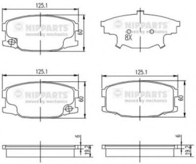 комплект спирачно феродо, дискови спирачки N3605054