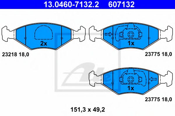 комплект спирачно феродо, дискови спирачки 13.0460-7132.2