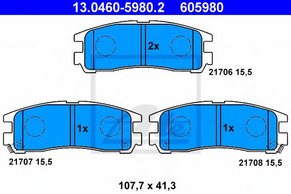 комплект спирачно феродо, дискови спирачки 13.0460-5980.2