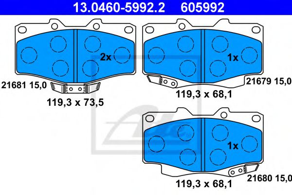 комплект спирачно феродо, дискови спирачки 13.0460-5992.2