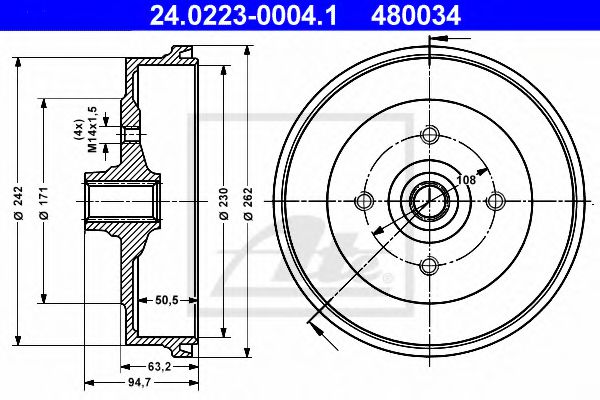 спирачен барабан 24.0223-0004.1