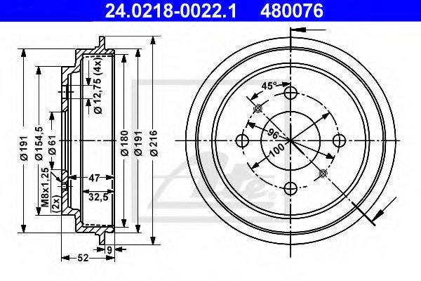 спирачен барабан 24.0218-0022.1