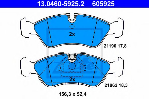 комплект спирачно феродо, дискови спирачки 13.0460-5925.2