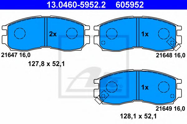 комплект спирачно феродо, дискови спирачки 13.0460-5952.2