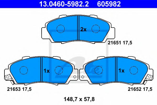 комплект спирачно феродо, дискови спирачки 13.0460-5982.2