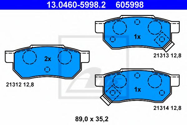 комплект спирачно феродо, дискови спирачки 13.0460-5998.2