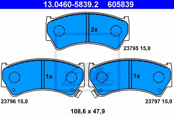 комплект спирачно феродо, дискови спирачки 13.0460-5839.2