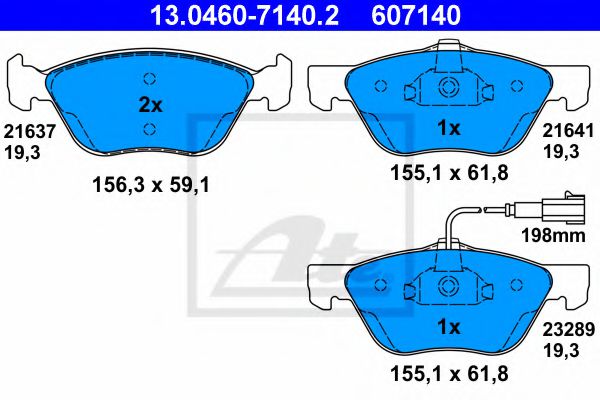 комплект спирачно феродо, дискови спирачки 13.0460-7140.2