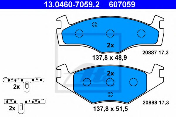 комплект спирачно феродо, дискови спирачки 13.0460-7059.2