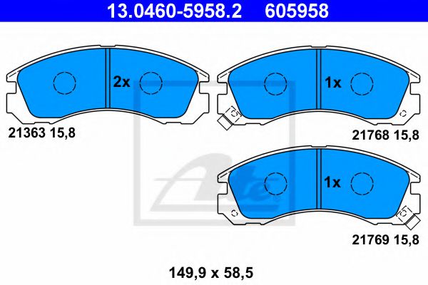 комплект спирачно феродо, дискови спирачки 13.0460-5958.2