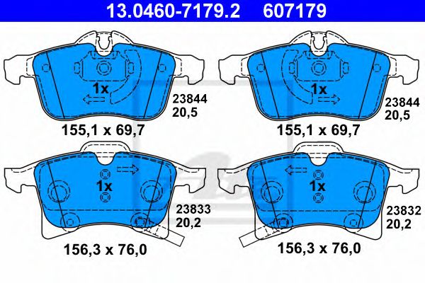 комплект спирачно феродо, дискови спирачки 13.0460-7179.2