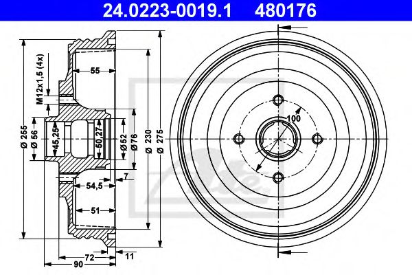 спирачен барабан 24.0223-0019.1