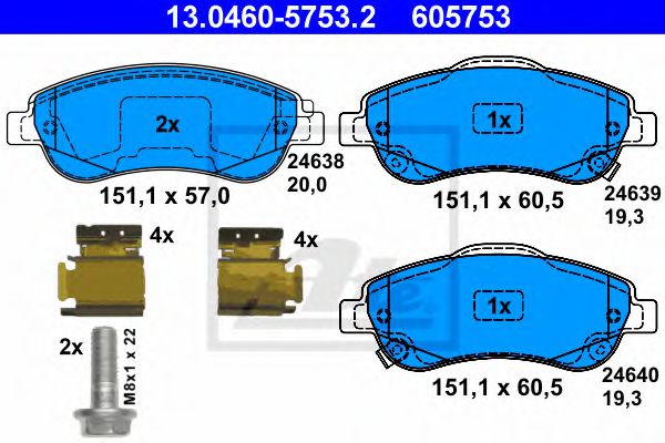 комплект спирачно феродо, дискови спирачки