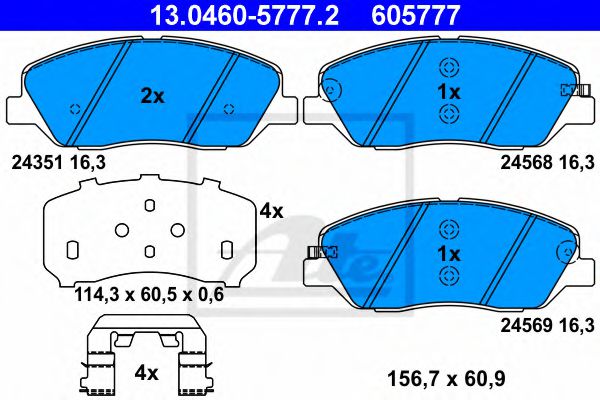 комплект спирачно феродо, дискови спирачки 13.0460-5777.2