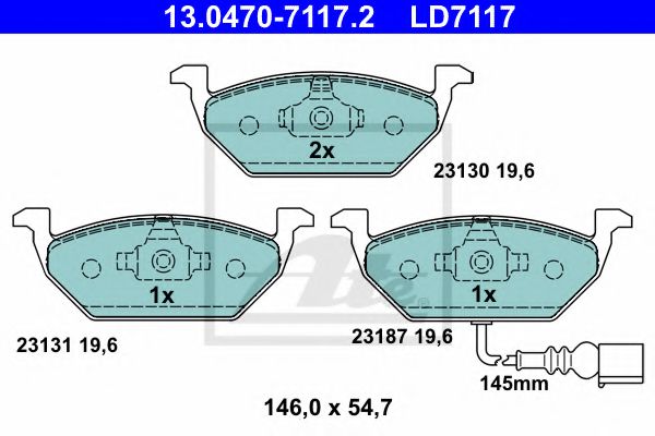 комплект спирачно феродо, дискови спирачки 13.0470-7117.2