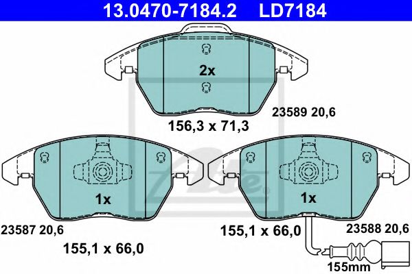 комплект спирачно феродо, дискови спирачки 13.0470-7184.2