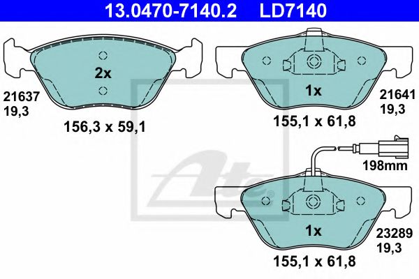 комплект спирачно феродо, дискови спирачки 13.0470-7140.2