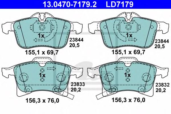 комплект спирачно феродо, дискови спирачки 13.0470-7179.2