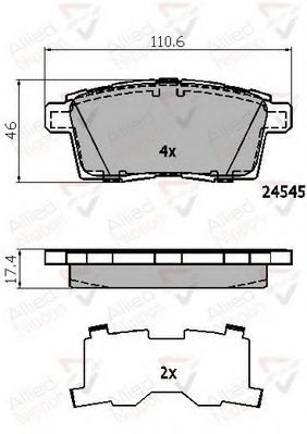 комплект спирачно феродо, дискови спирачки