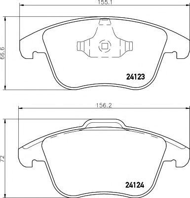 комплект спирачно феродо, дискови спирачки 8DB 355 019-881