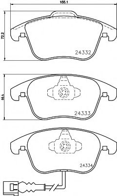 комплект спирачно феродо, дискови спирачки 8DB 355 014-031