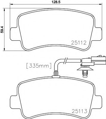 комплект спирачно феродо, дискови спирачки 8DB 355 015-301